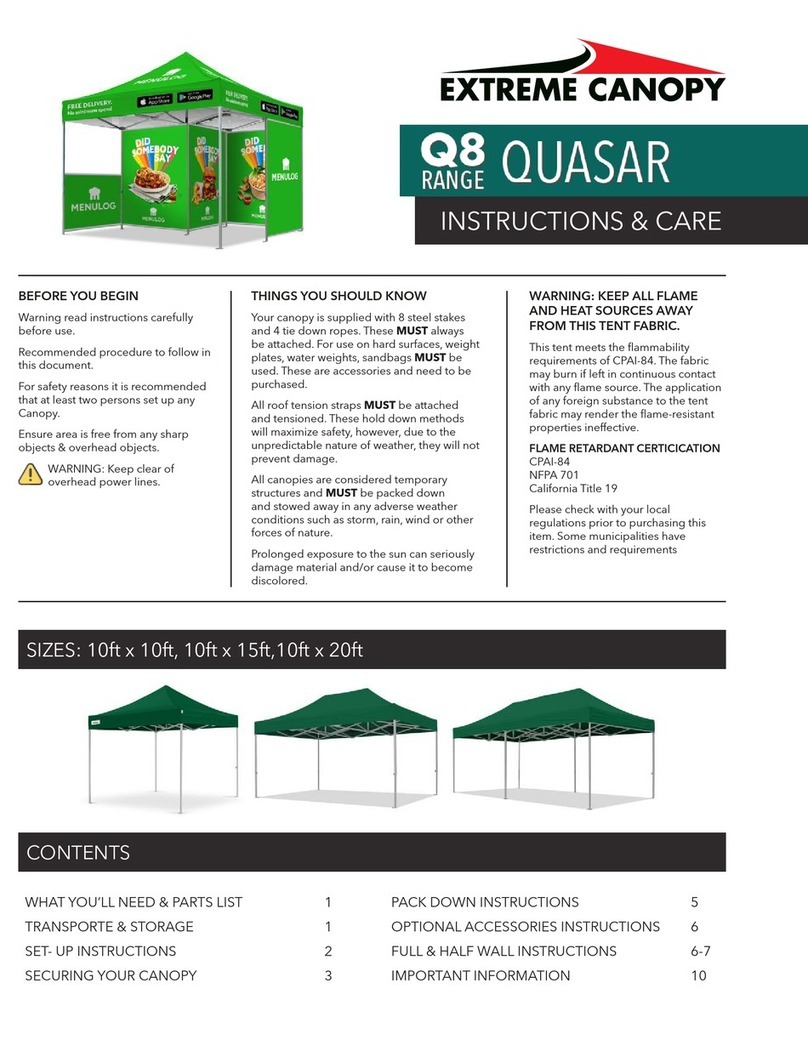 Extreme Canopy QUASAR Q8 Series Instructions & Care