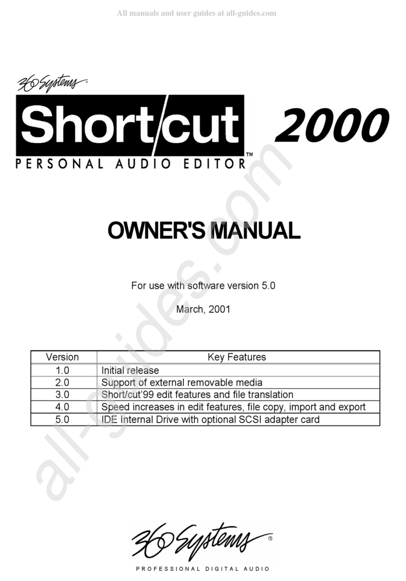 360 Systems Short/cut 2000 Audio Editor owner's manual