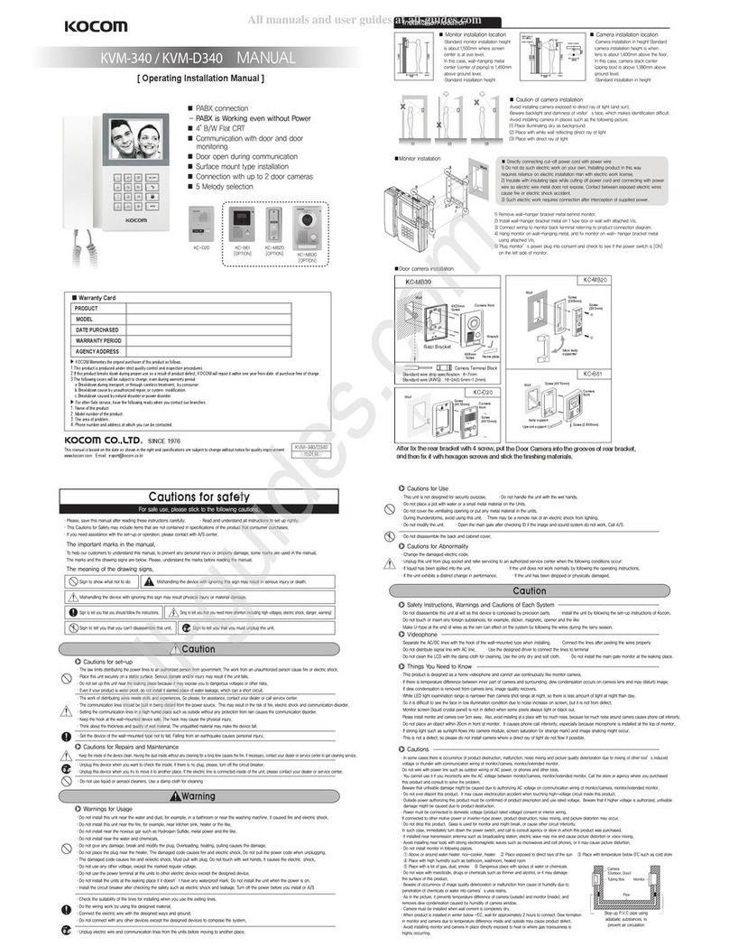 KOCOM KVM-340 manual