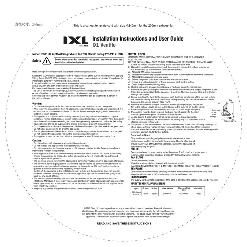 IXL 10330 Ventflo Installation instructions and user guide