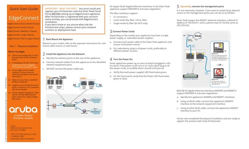 Hewlett Packard Enterprise Aruba EdgeConnect Extra-Small Chassis quick start guide