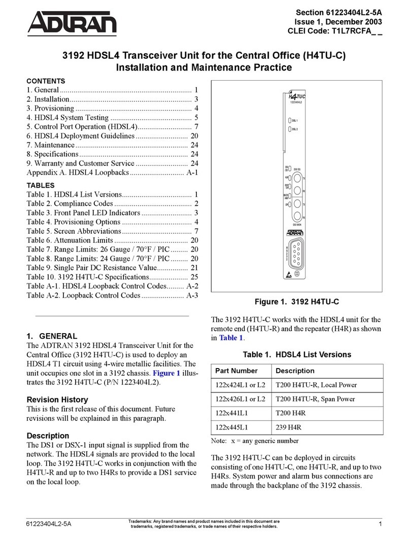 ADTRAN 3192 H4TU-C Instruction Manual