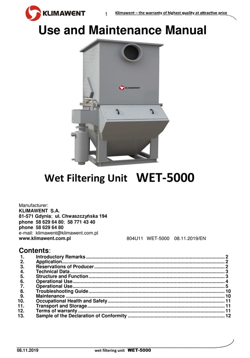 Klimawent WET-5000 Use and maintenance manual Klimawent WET-5000 Use and maintenance manual