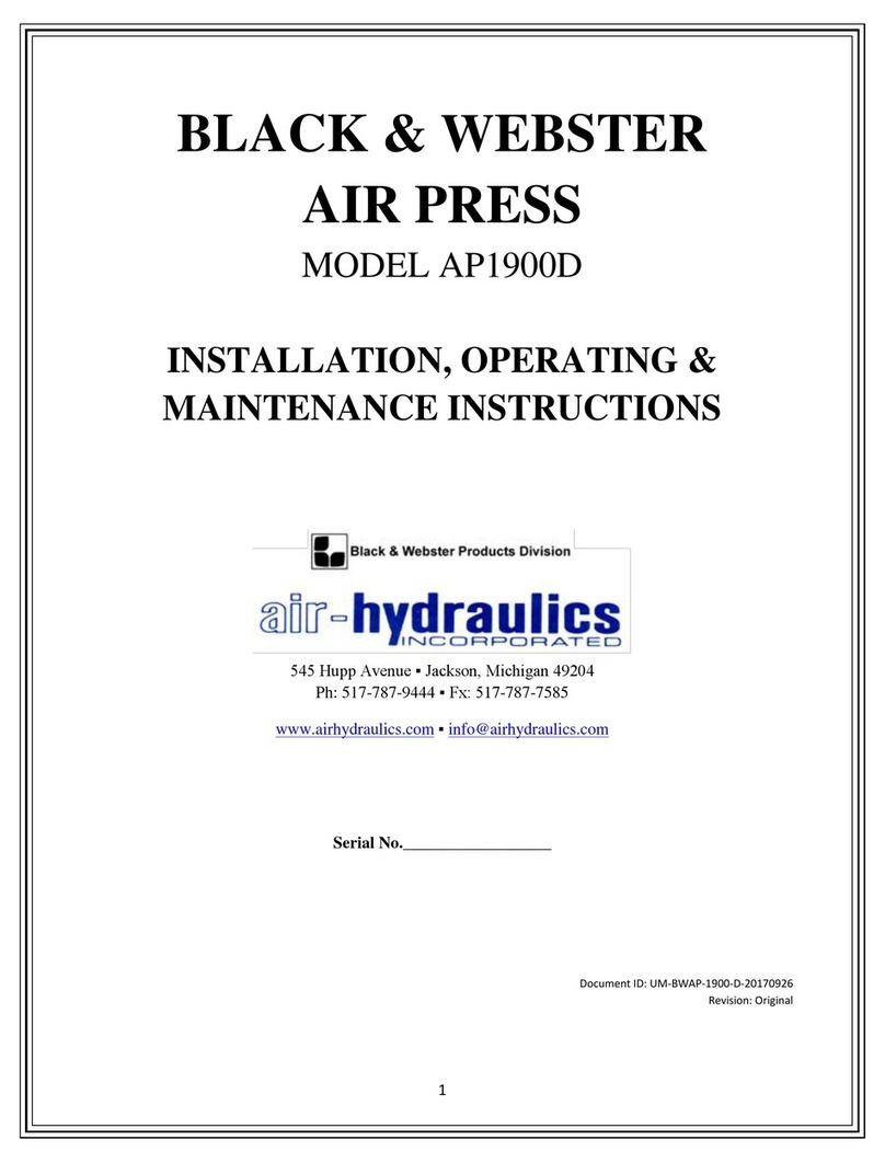 Black & Webster air-hydraulics AP1900D Installation, operating,  & maintenance instructions