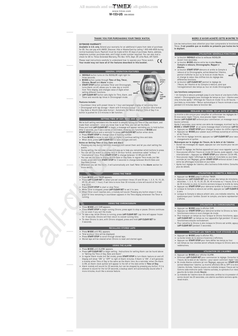 Timex W-153 User manual