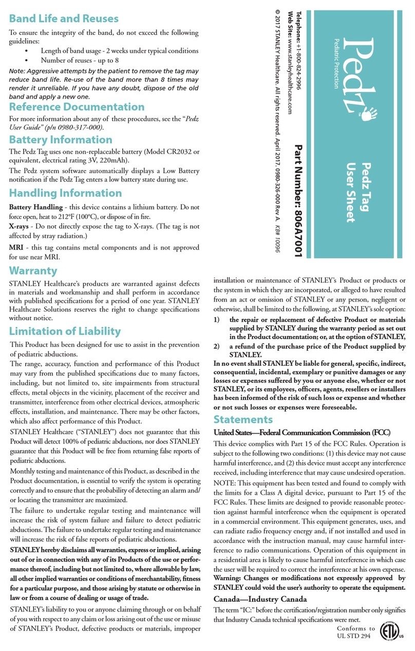Stanley Healthcare Pedz Tag User Sheet