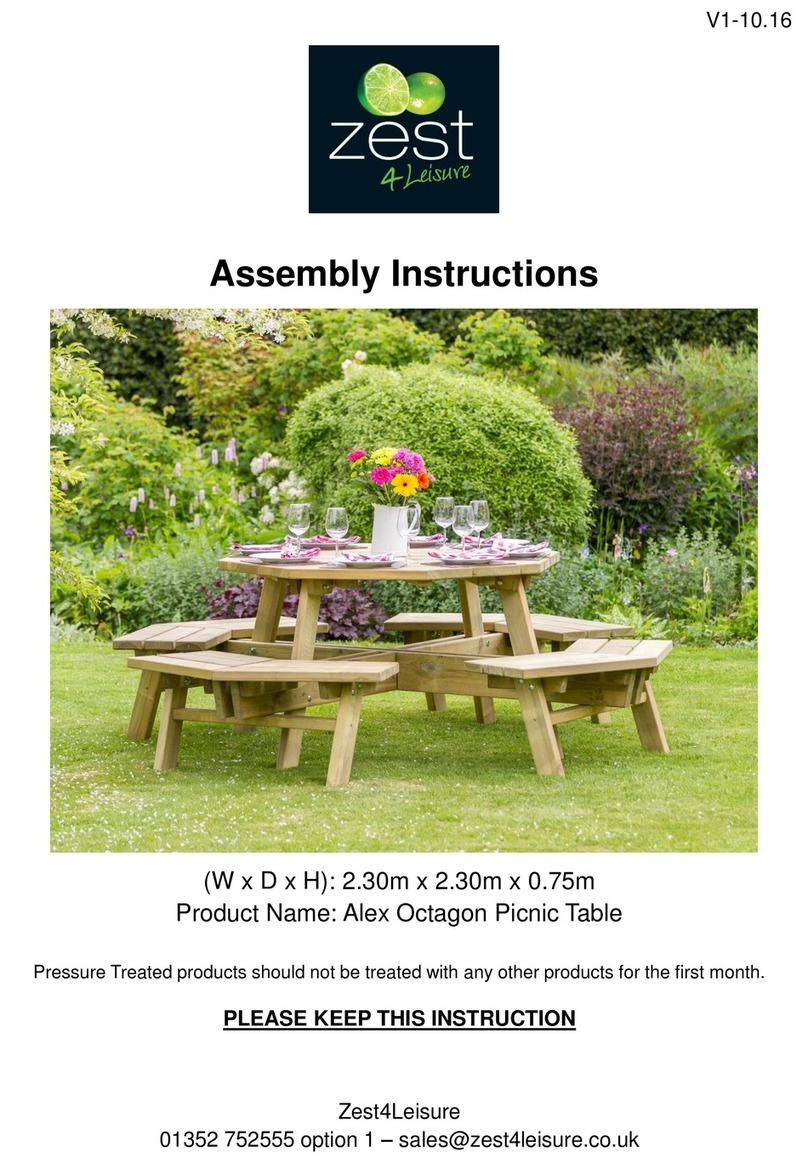 Zest 4 Leisure Alex Octagon Picnic Table User manual Zest 4 Leisure Alex Octagon Picnic Table User manual