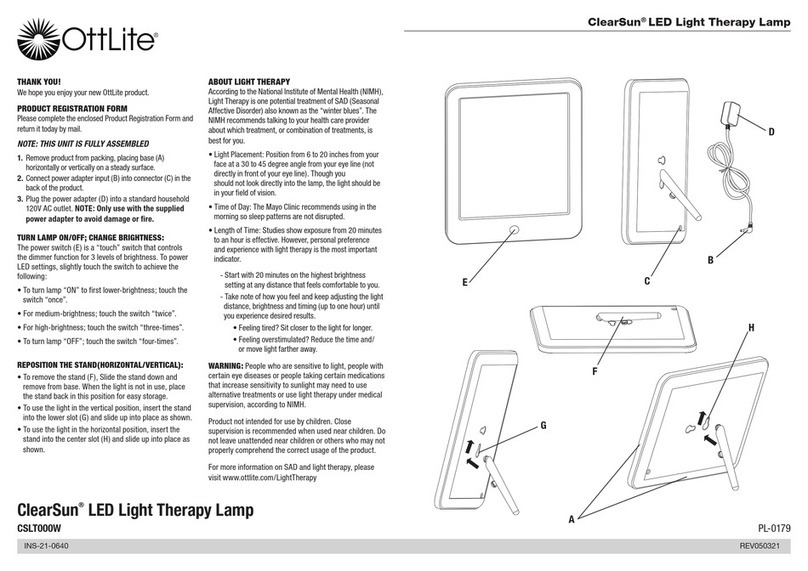 OttLite ClearSun CSLT000W quick start guide
