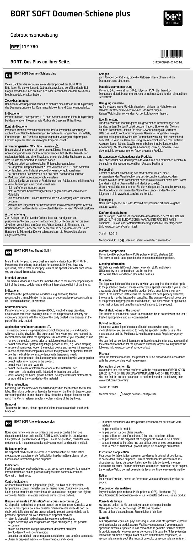 bort medical SOFT Plus quick guide