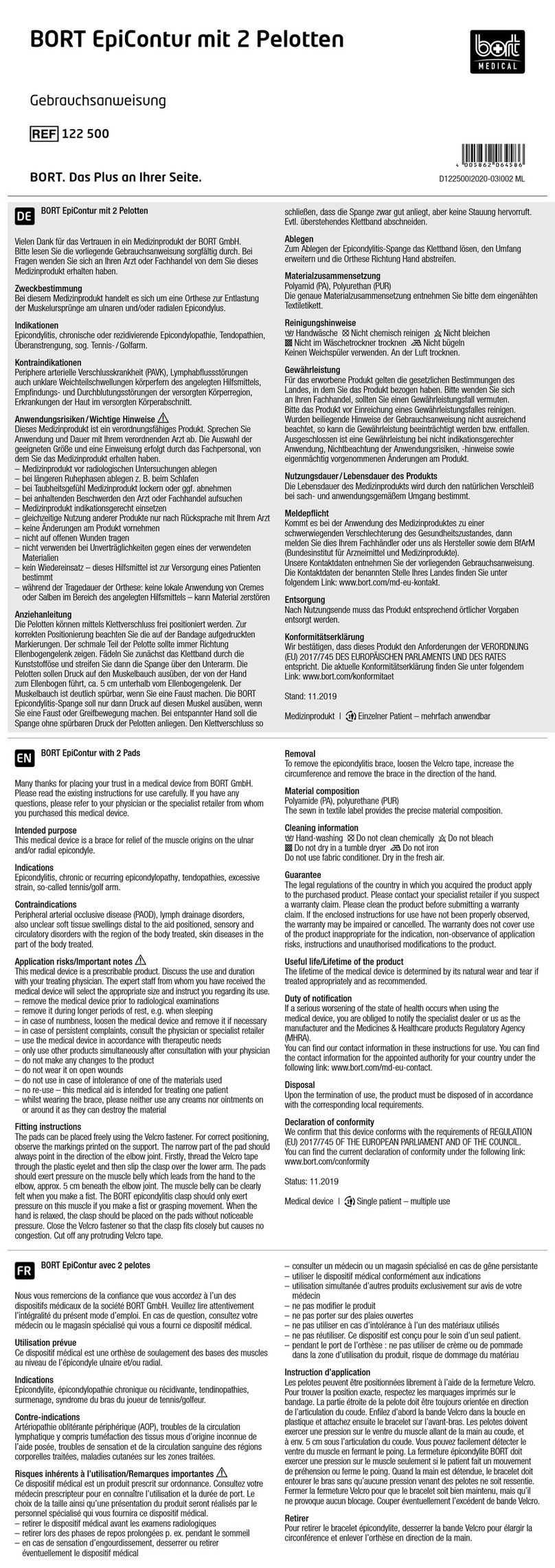 bort medical EpiContur quick guide