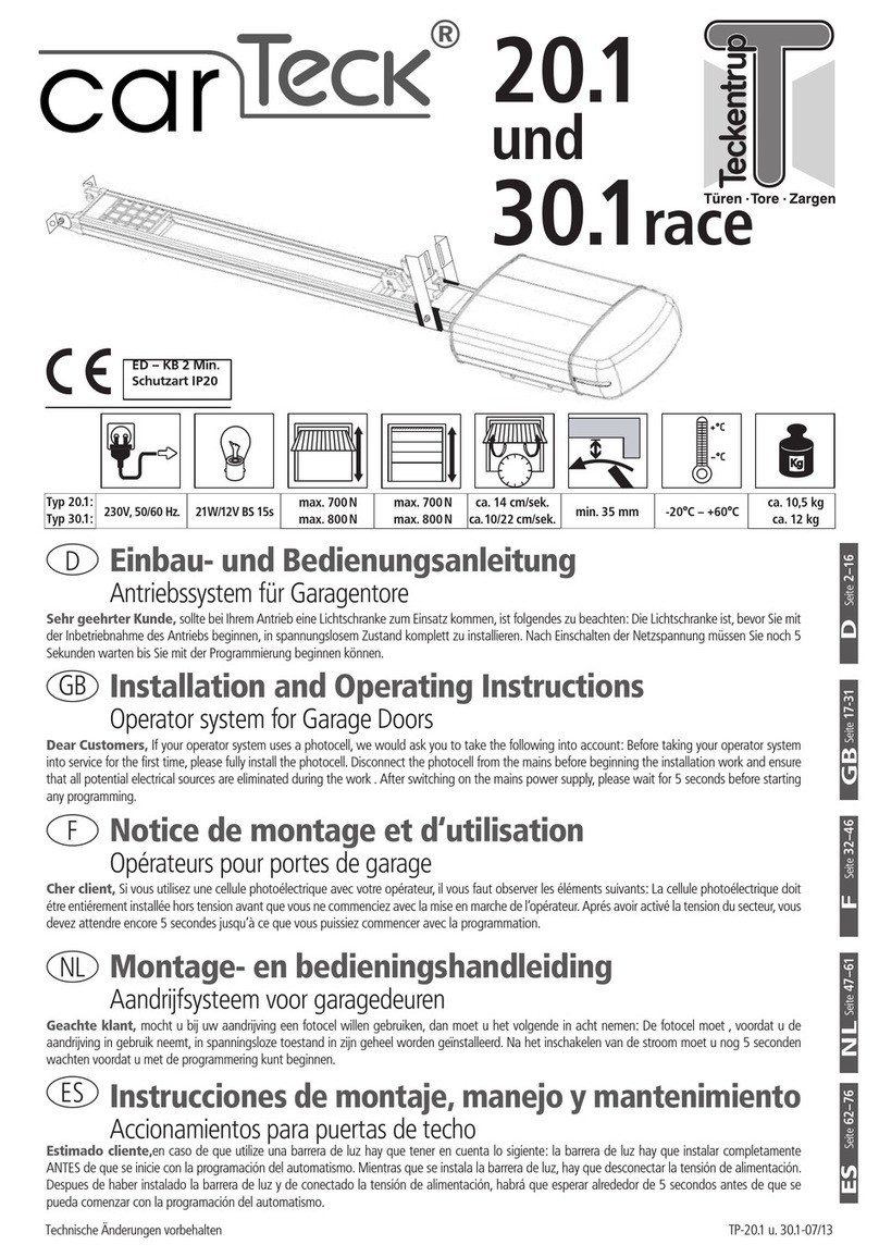 Teckentrup CarTeck 20.1 Installation and operating instructions
