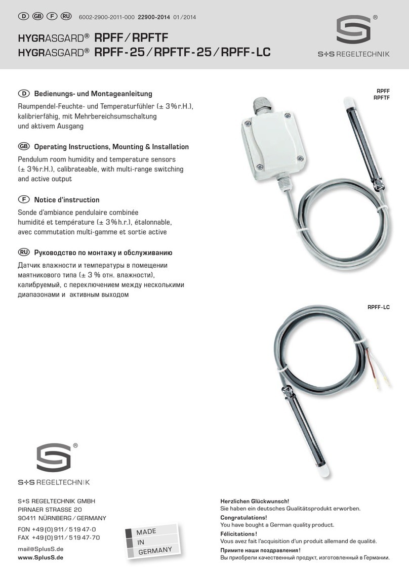 S+S Regeltechnik HYGRASGARD RPFF Operating Instructions, Mounting & Installation