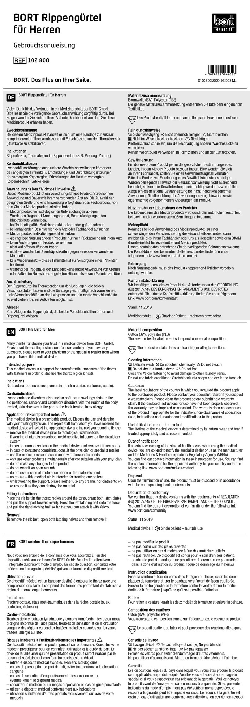 bort medical 102 800 quick guide