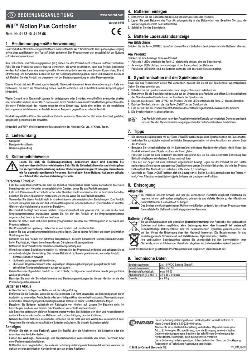 Conrad Wii Motion Plus Controller User manual