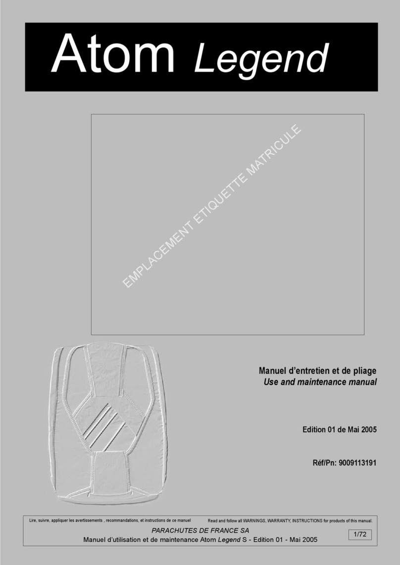 Parachutes de France ATOM Legend S Use and maintenance manual
