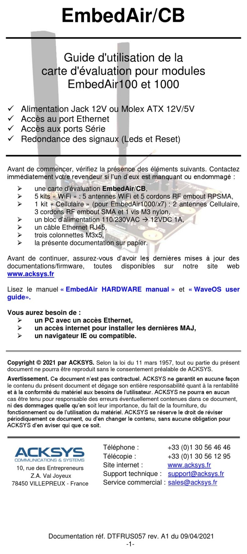 Acksys EmbedAir/CB Series user guide