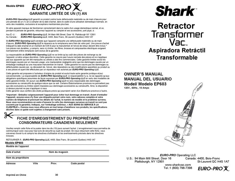 EUROPRO Shark Retractor Transformer Vac owner's manual