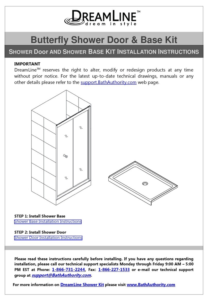Dreamline Butterfly Shower Door & Base Kit installation instructions