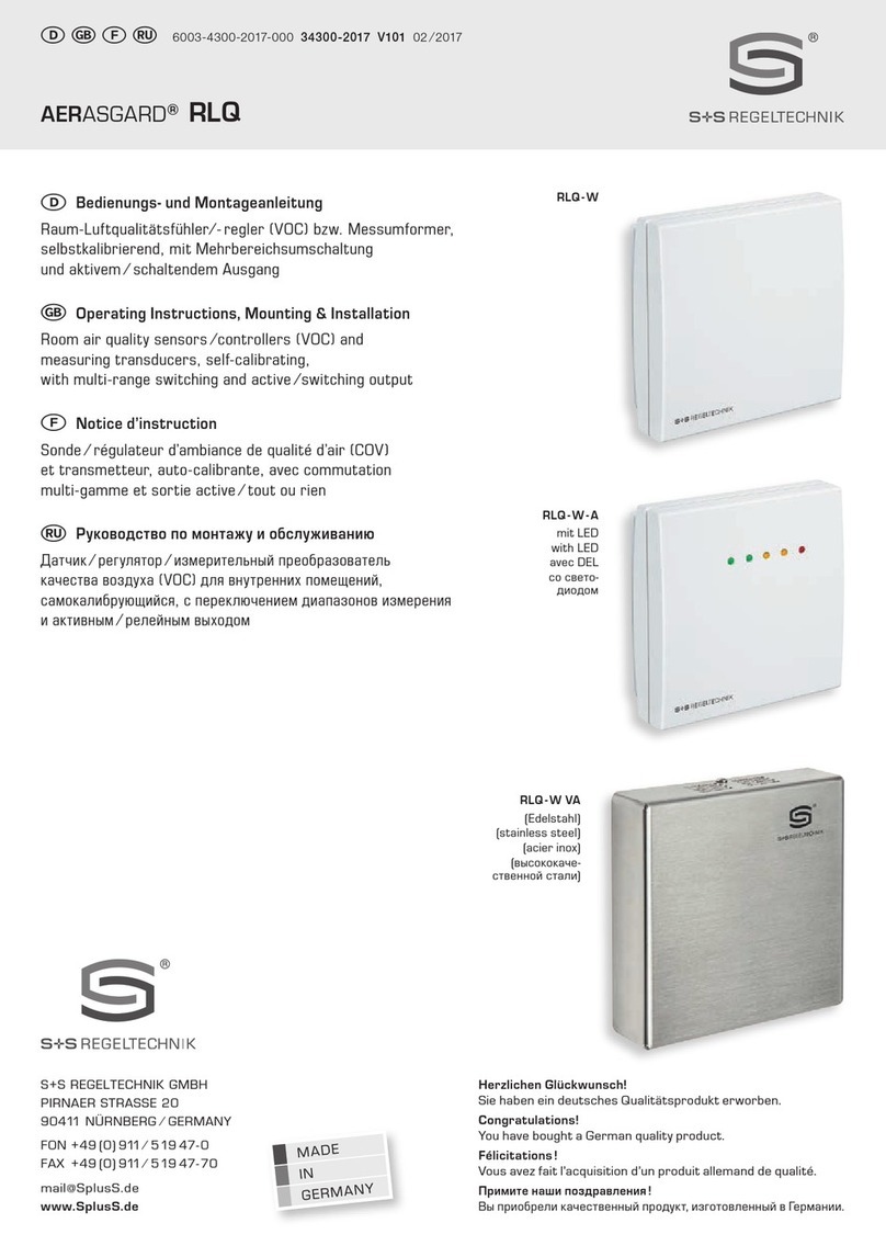 S+S Regeltechnik AERASGARD RLQ Operating Instructions, Mounting & Installation