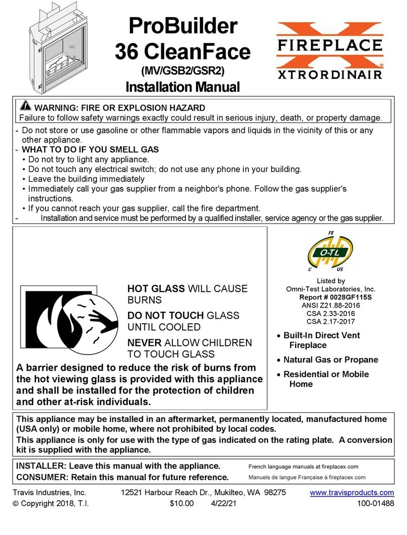FireplaceXtrordinair ProBuilder 36 installation manual FireplaceXtrordinair ProBuilder 36 installation manual