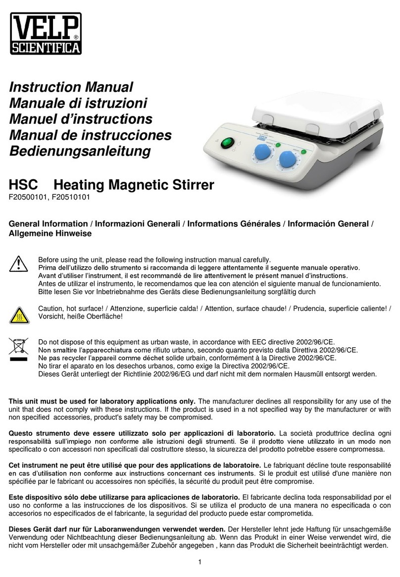 Velp Scientifica HSC F20500101 instruction manual