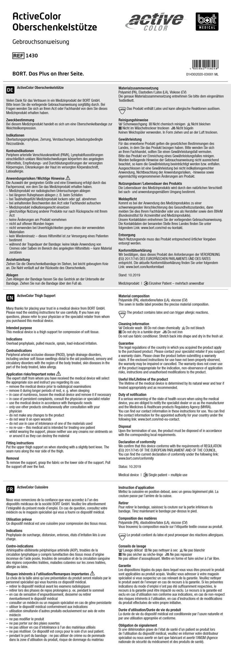bort medical ActiveColor quick guide