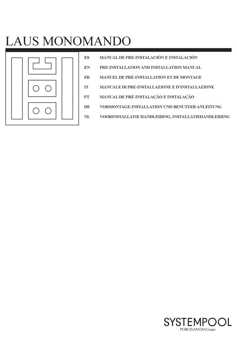 Porcelanosa SYSTEMPOOL LAUS MONOMANDO PRE-INSTALLATION AND INSTALLATION MANUAL
