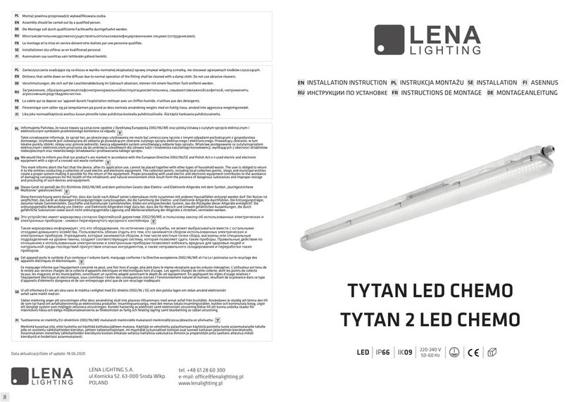 Lena Lighting TYTAN LED CHEMO Installation instruction Lena Lighting TYTAN LED CHEMO Installation instruction
