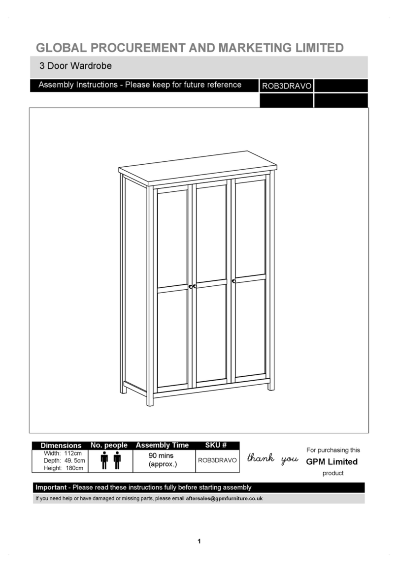 BIG FURNITURE WAREHOUSE GPM Avon ROB3DRAVO Assembly instructions