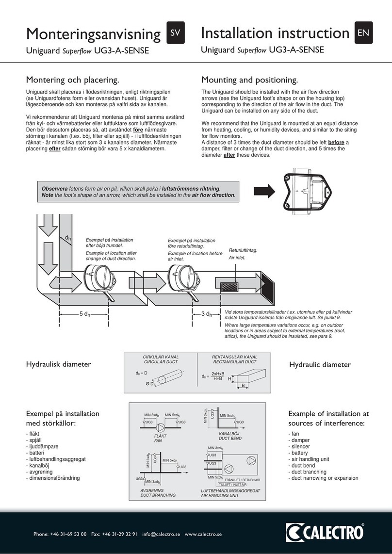 CALECTRO Uniguard Superflow UG3-A-SENSE Installation instruction