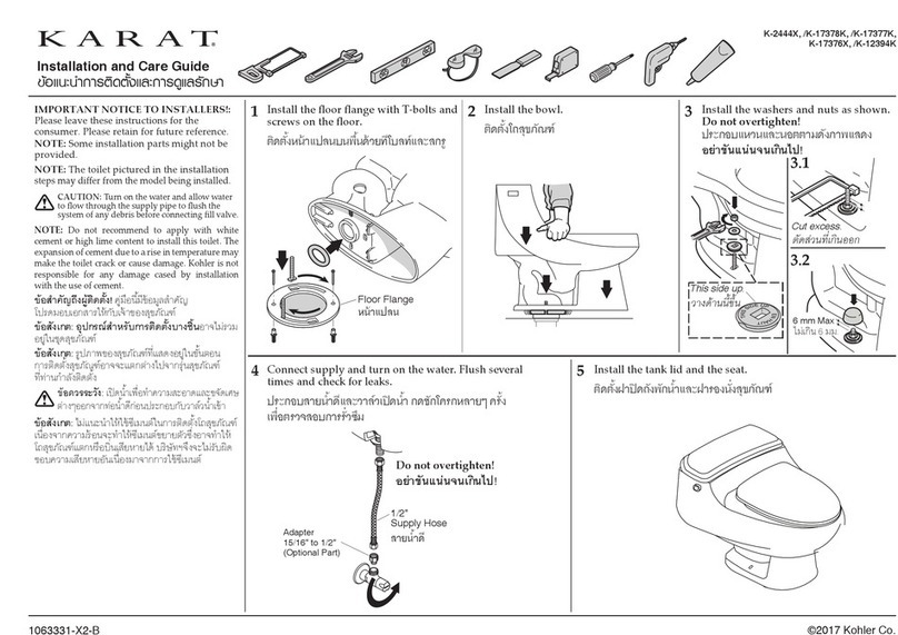 Kohler KARAT K-2444X Assembly instructions Kohler KARAT K-2444X Assembly instructions
