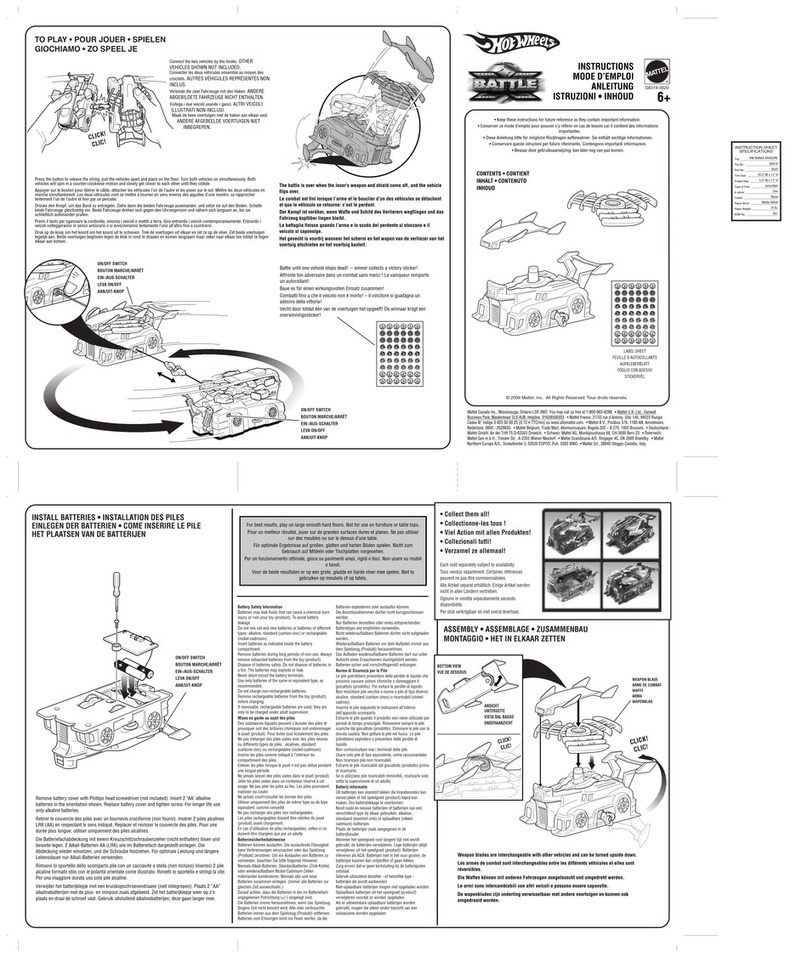 Mattel HOT WHEELS BATTLE instructions