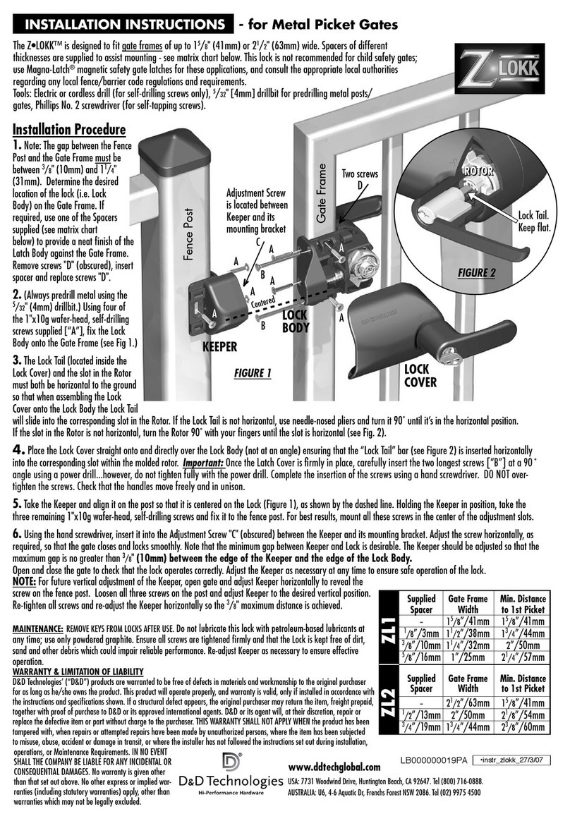D&D Technologies Z-LOKK ZL1 installation instructions D&D Technologies Z-LOKK ZL1 installation instructions