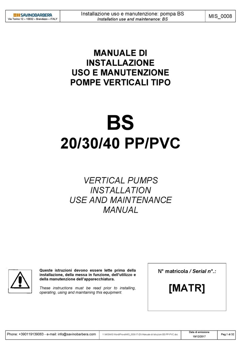 SAVINO BARBERA BS 20 PP Installation, use and maintenance manual