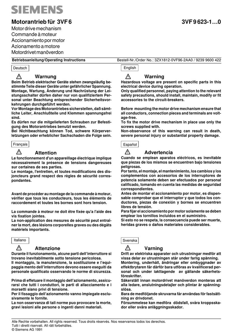 Siemens 3VF 9 623-1 0 Series operating instructions