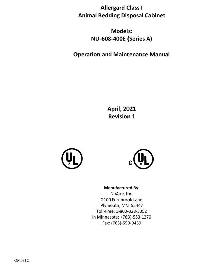 NuAire Allergard A Series Operation and maintenance manual
