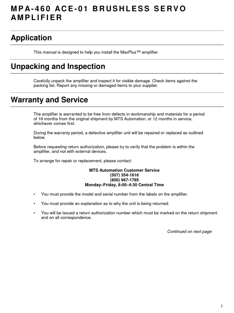 MTS Systems MPA-460 ACE-01 manual