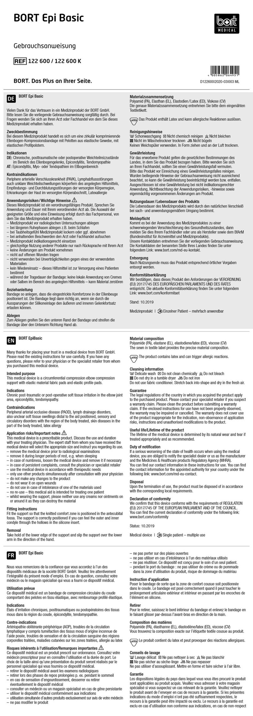 bort medical 122 600 SP User manual
