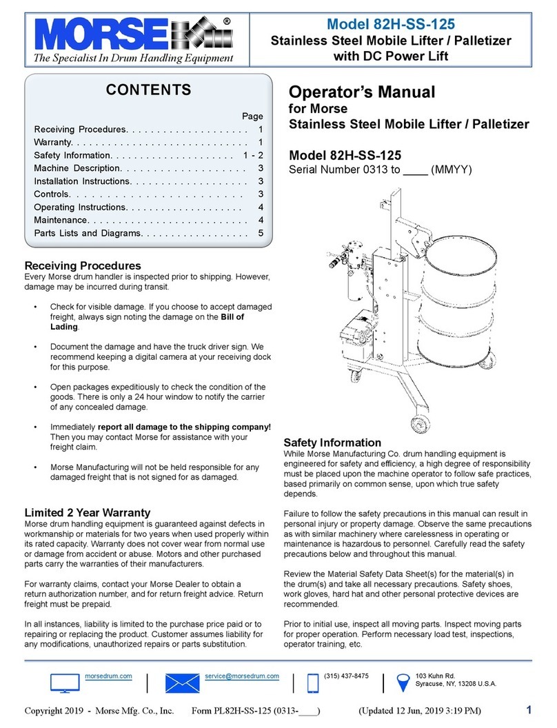 morse 82H-SS-125 Operator's manual