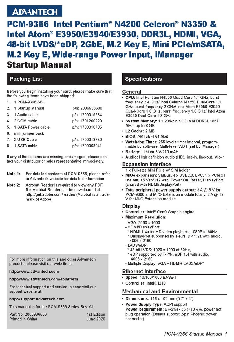 Advantech PCM-9366 Installation and operation manual Advantech PCM-9366 Installation and operation manual
