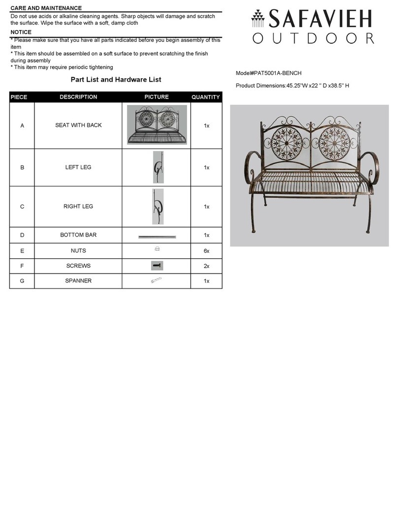 Safavieh Outdoor Sophie PAT5001A-BENCH Assembly instructions