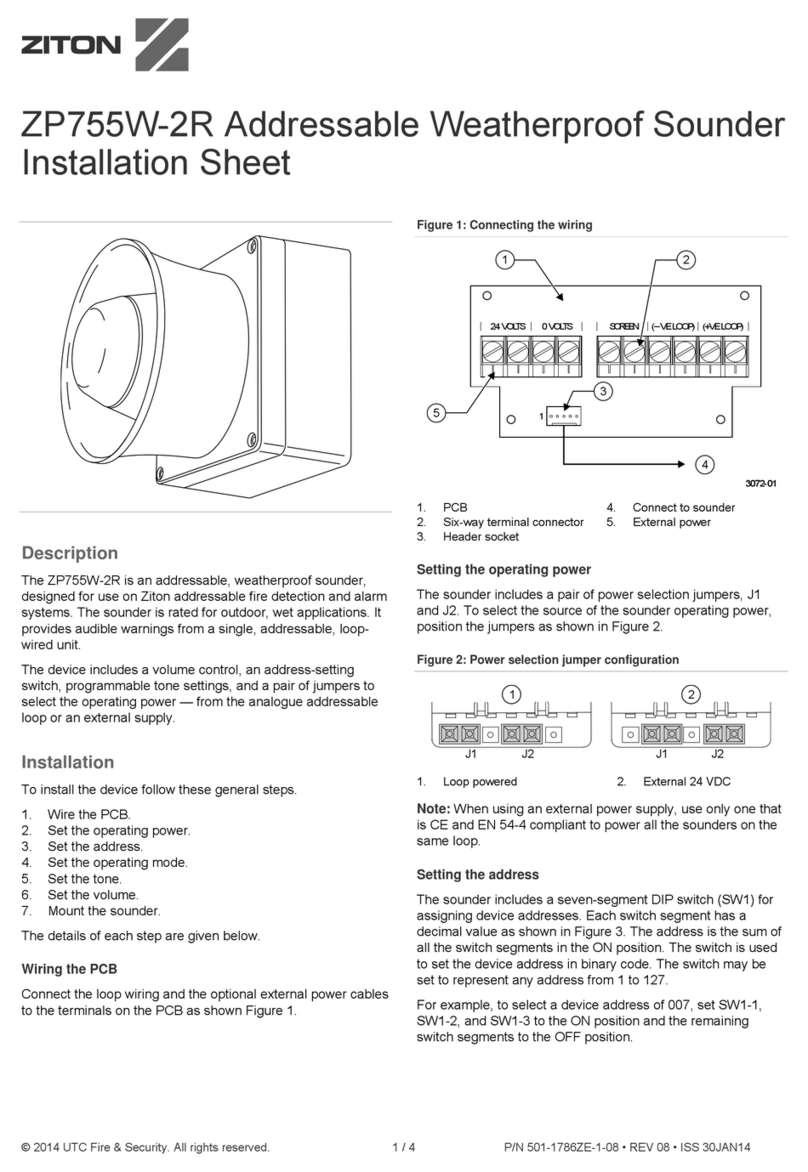 Ziton ZP755W-2R Installation sheet