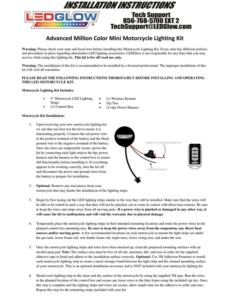 LedGlow Advanced Million Color Mini Motorcycle Lighting... installation instructions
