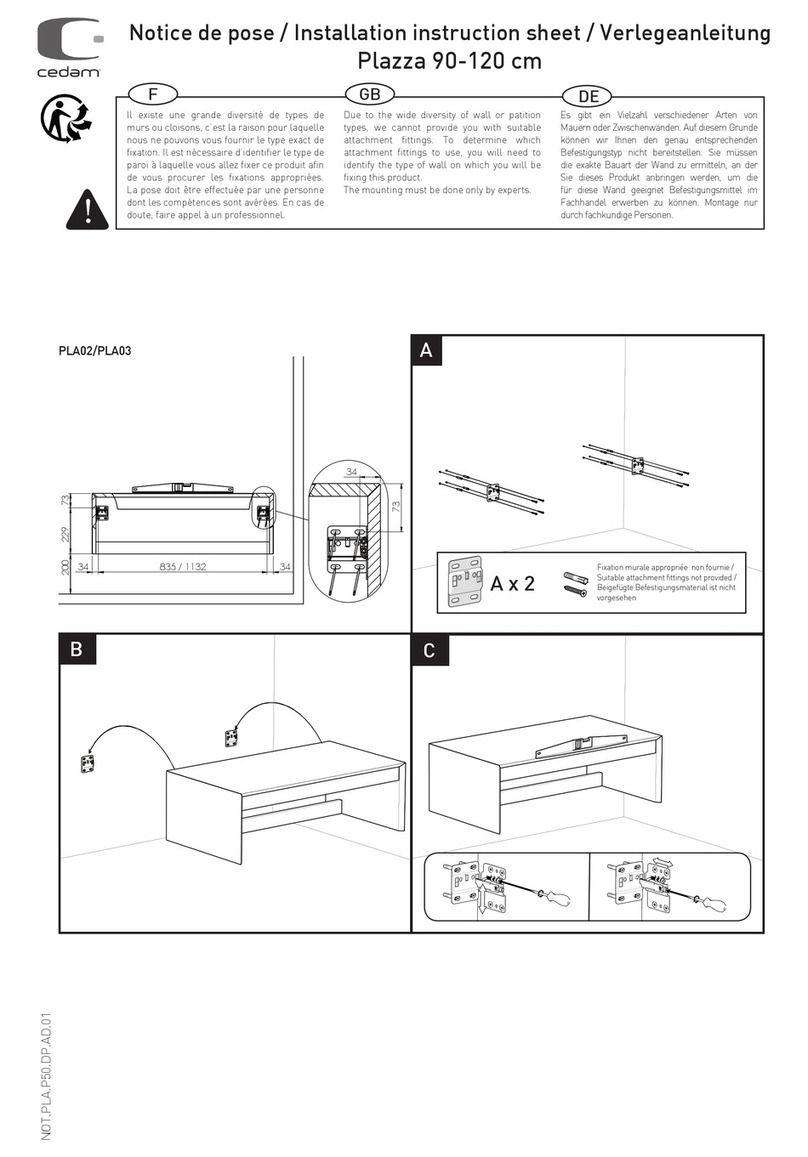 Cedam Plazza PLA02 Installation instruction sheet