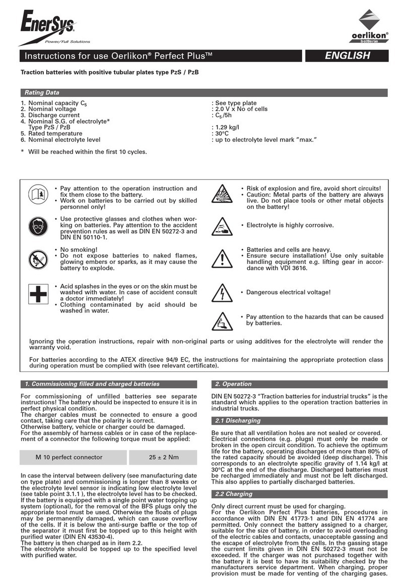 EnerSys Oerlikon Perfect Plus User manual