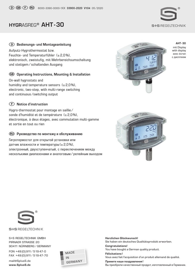 S+S Regeltechnik HYGRASREG AHT-30 Series Operating Instructions, Mounting & Installation
