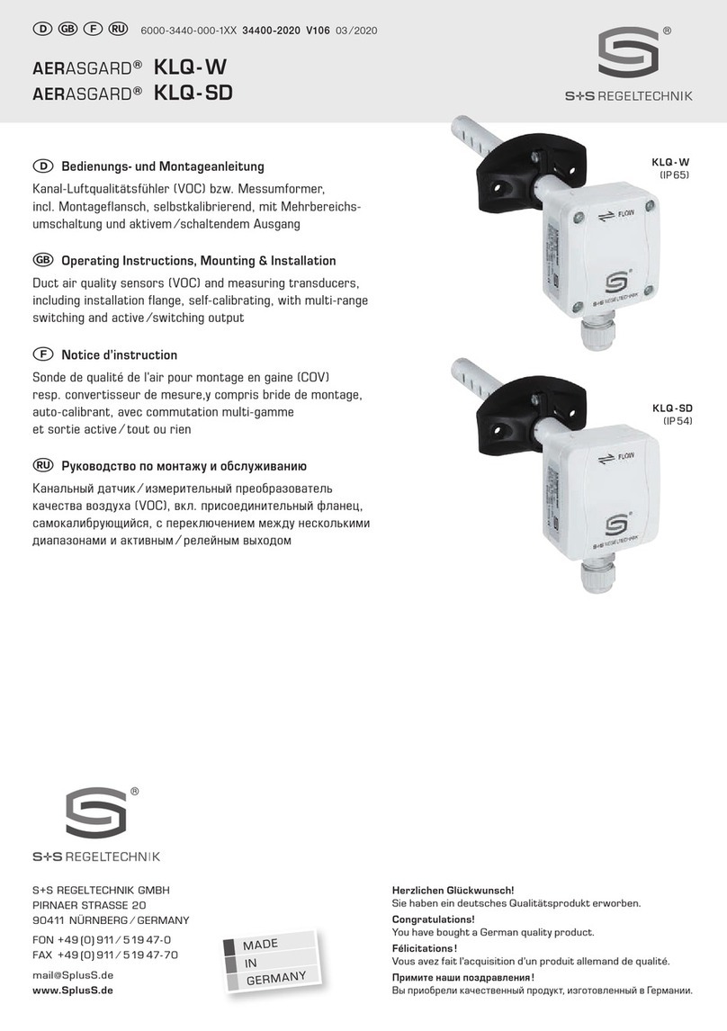 S+S Regeltechnik AERASGARD KLQ-W Series Operating Instructions, Mounting & Installation