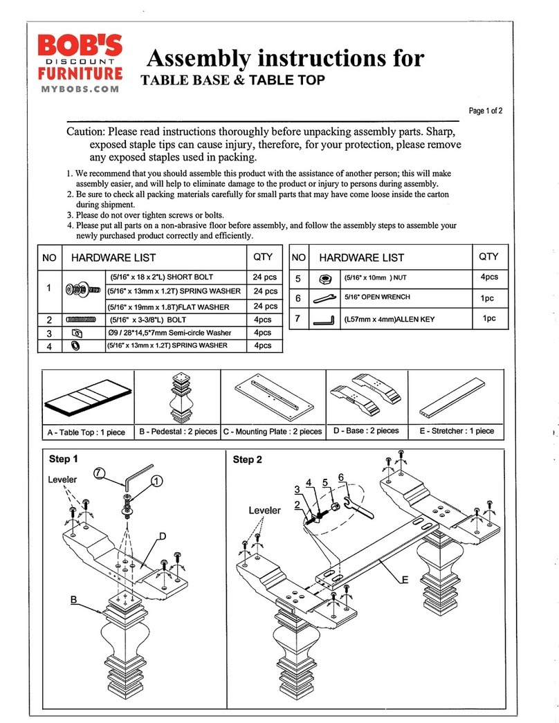 Bob's Discount Furniture TABLE BASE Assembly instructions