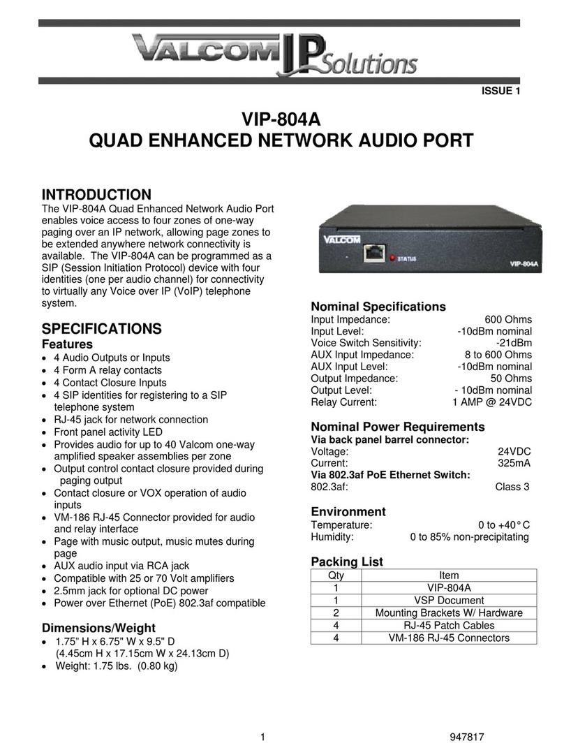 Valcom VIP-804A quick start guide