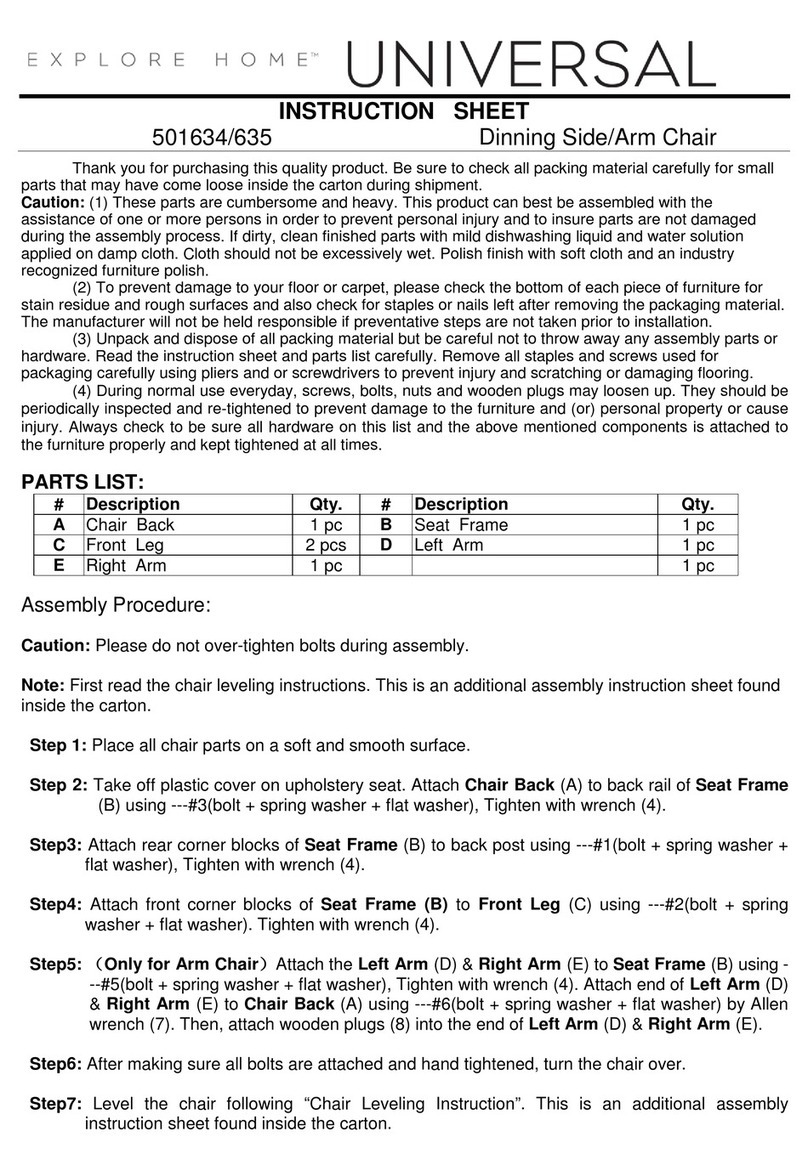 Universal Furniture 501634 instruction sheet